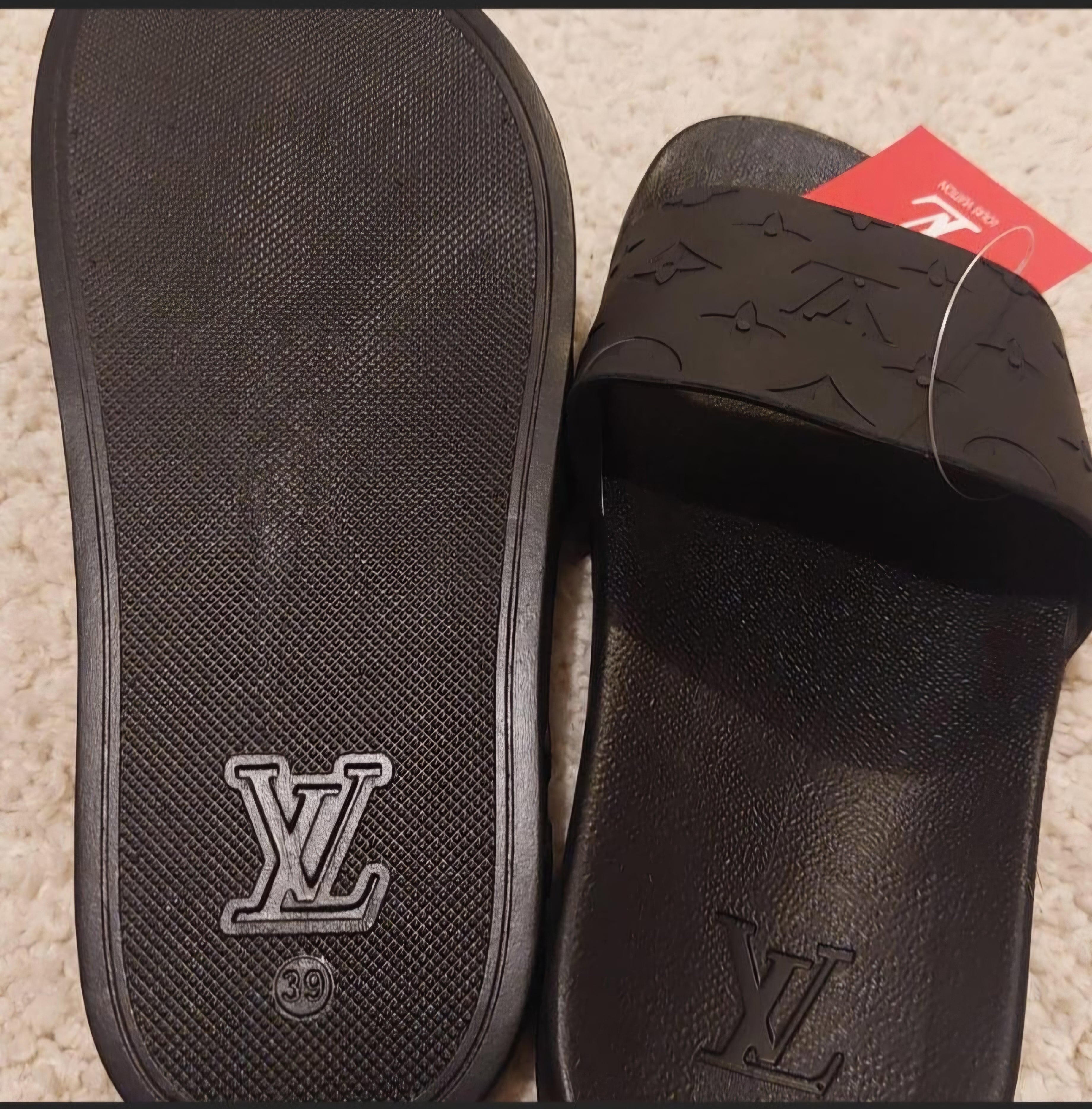 Luxury Monogram Black Slides